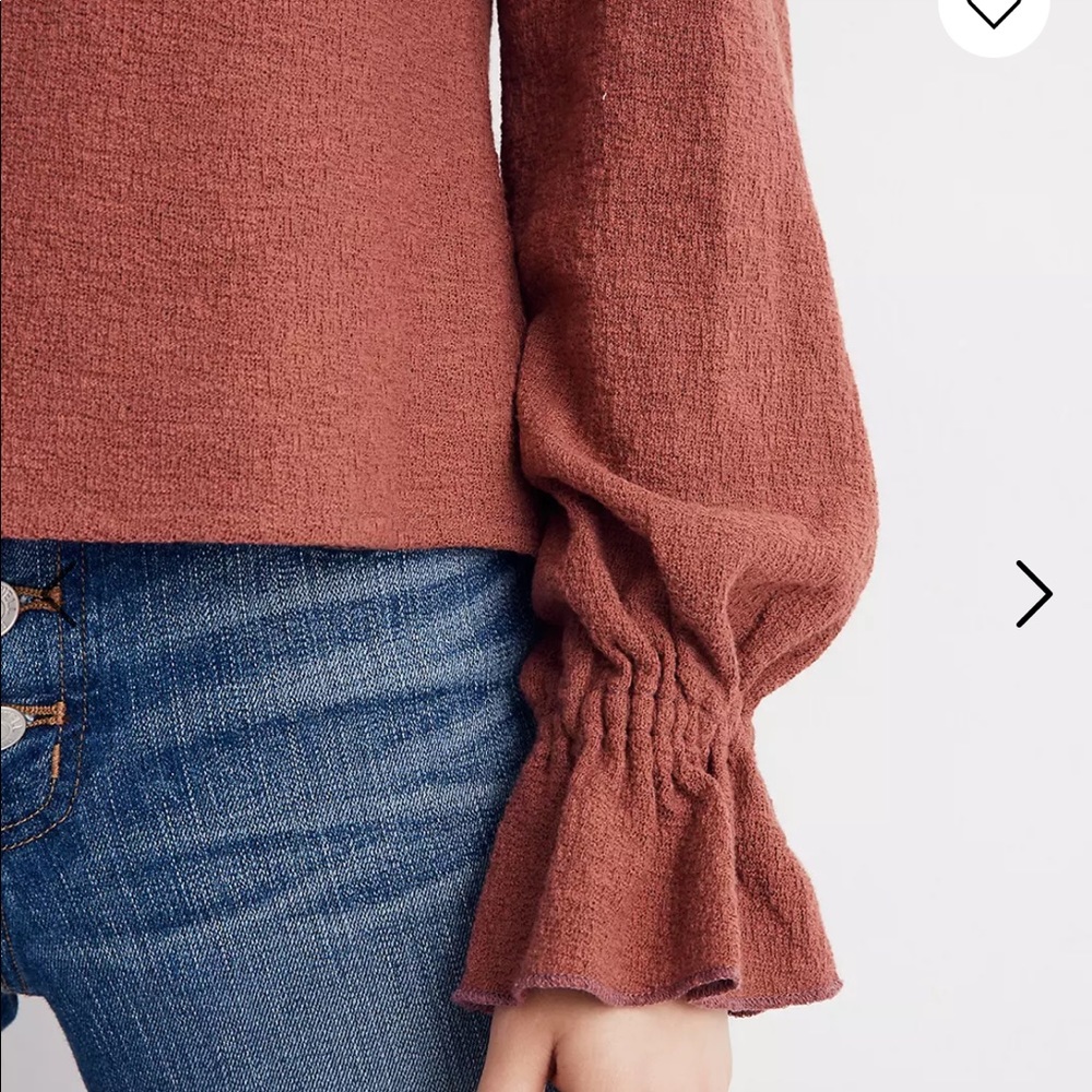 Madewell Texture & Thread Ruffle-Cuff Top - Black, S - Picture 11 of 12